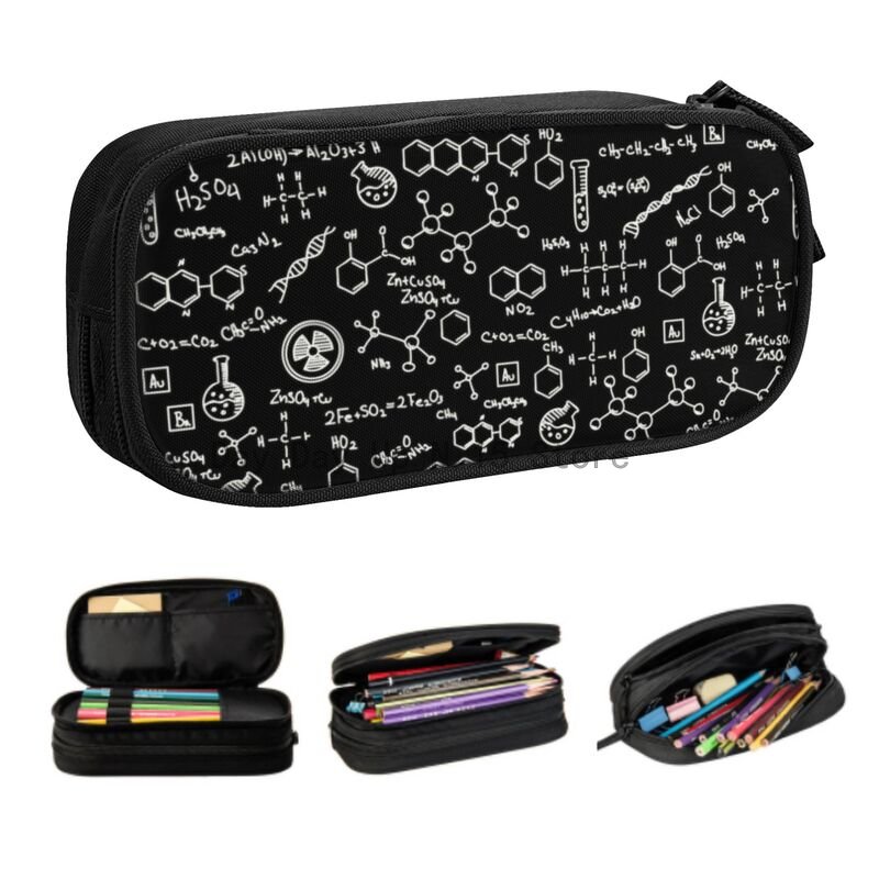 Tech Girl Accessories - 科学化学パターンペンシルケース,大容量,実験室用,ペンバッグ,学アクセサリー