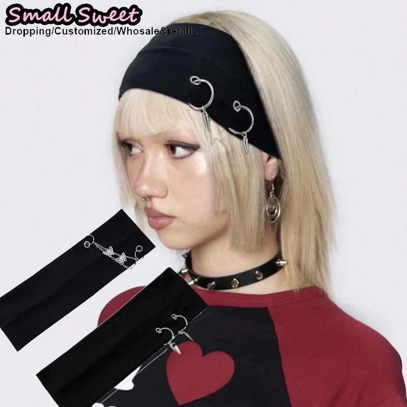 Tech Wear Accessories - Ins ブロガースタイル Y2K パンクコーンスポーツヘッドバンド女性用弾性吸汗性ヘアバンドファッションストリートヘアアクセサリー