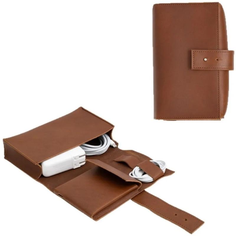 Tech Accessories Travel Case - ケーブル、充電器、ペン用1個 - 耐久性のある旅行用収納PUレザーマルチコンパートメントオーガナイザー - ポータブルテックスクールアクセサリーケース