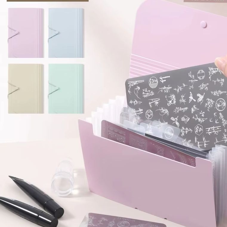 Document Scanner Portable - マカロン高級感多層アコーディオンファイルフォルダコンパクトポータブルネイルアートオーガナイザーネイルスタンピングプレート収納用