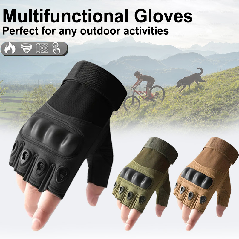 Tech Wear Accessories - 男性用タクティカルフィンガーレスグローブ1組 - アウトドアスポーツ、射撃、狩猟、エアガン、サイクリングに最適