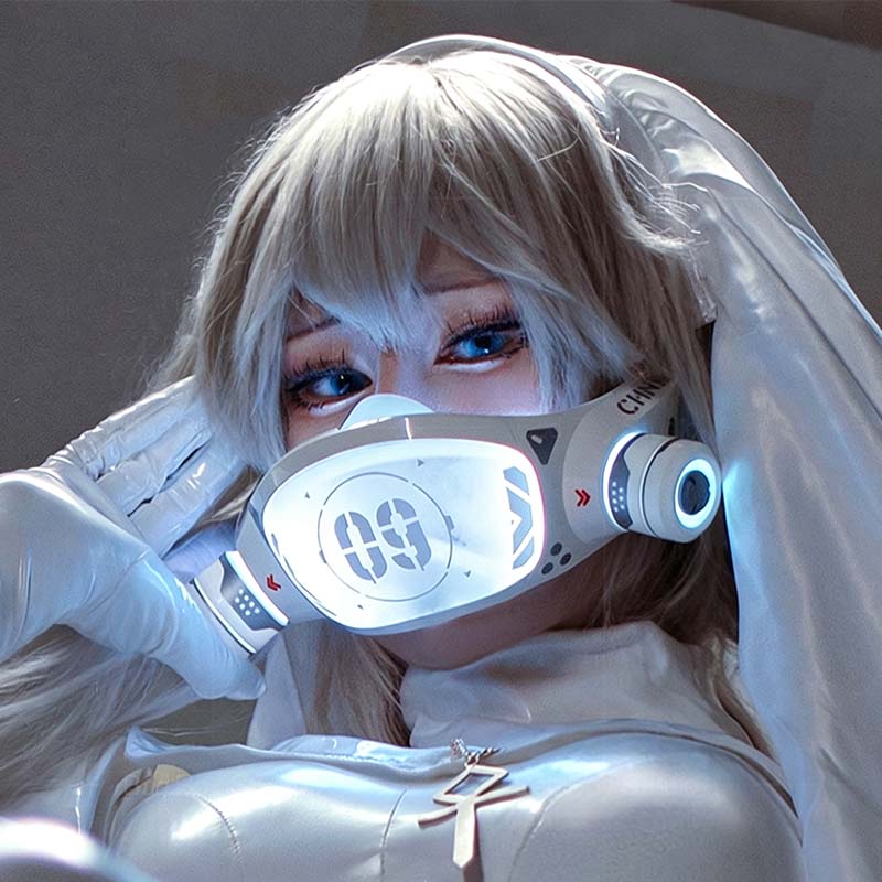 サイバーパンク風マスク。LEDライト付き。SFテクノロジー風 - Tech Wear Accessories のレビューと価格