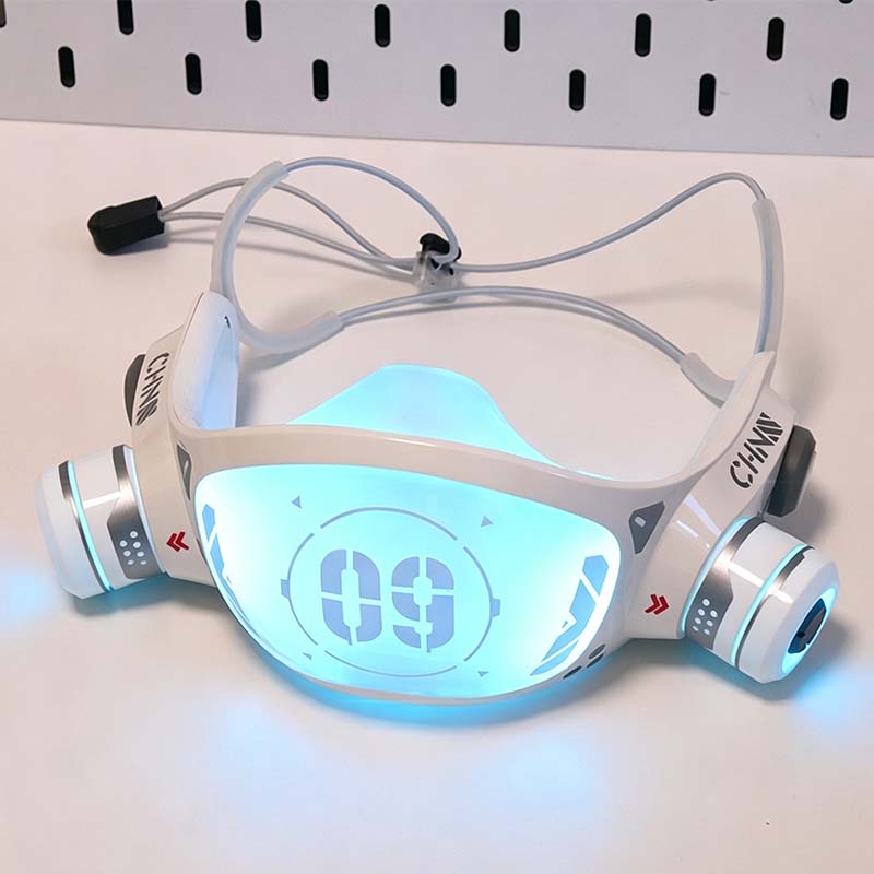 サイバーパンク風マスク。LEDライト付き。SFテクノロジー風 - Tech Wear Accessories のレビューと価格