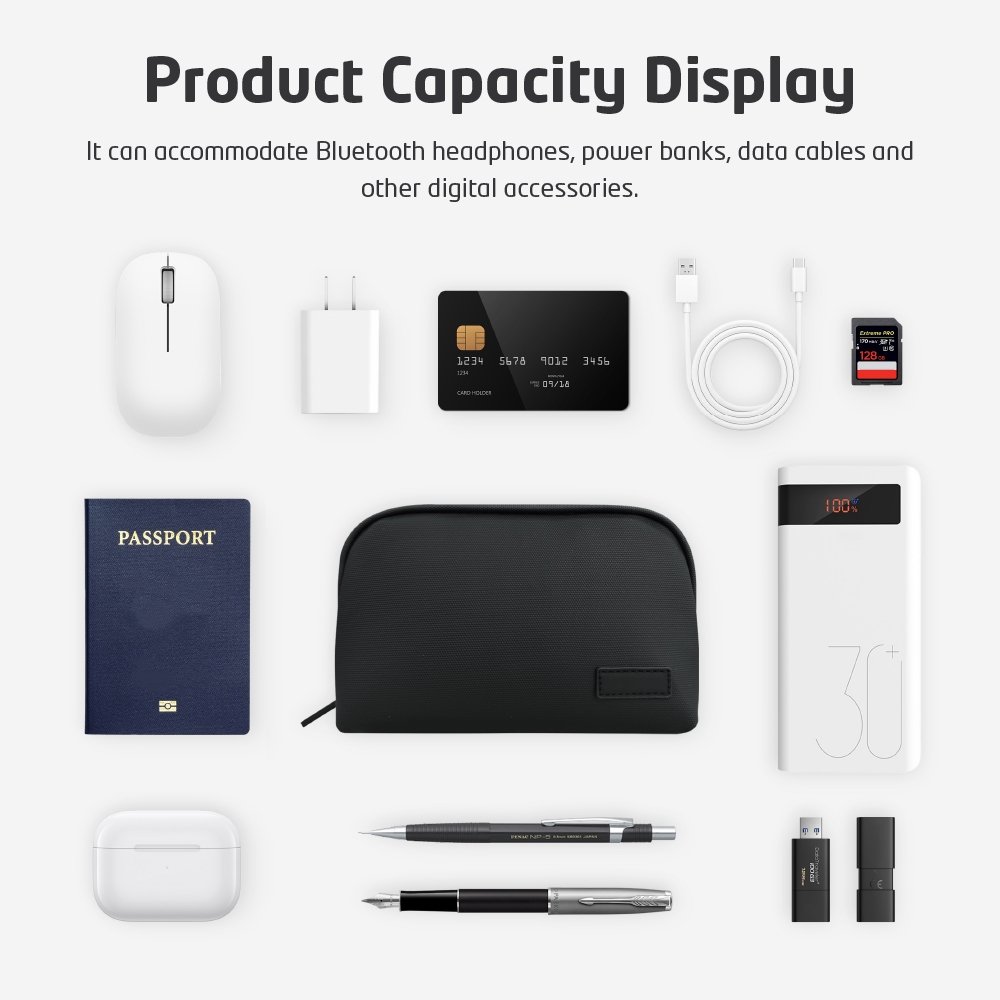 軽量防水テックポーチ、ポータブル電子機器アクセサリーケース、 - Tech Accessories Travel Case のレビューと価格