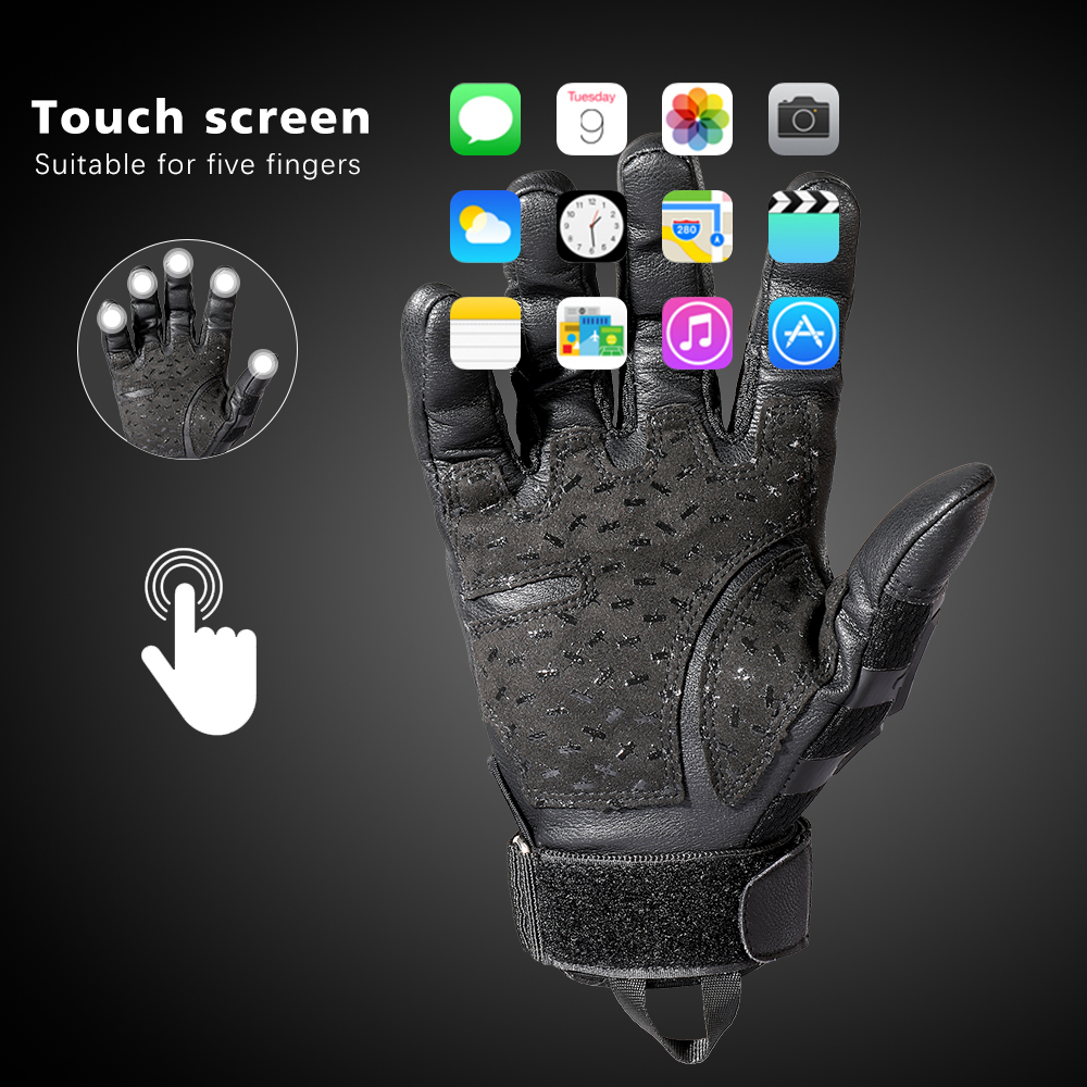 戦術的なフルフィンガーグローブタッチスクリーン PU レザー - Tech Wear Accessories のレビューと価格