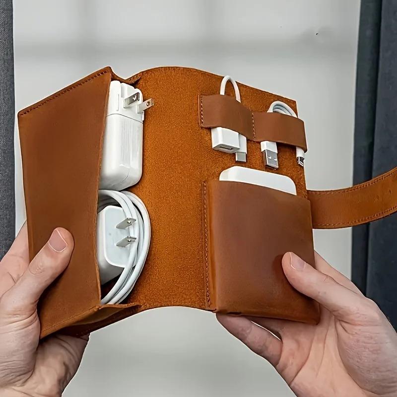 1PC PU レザーマルチコンパートメントオーガナイザーポー - Tech Accessories Travel Case のレビューと価格