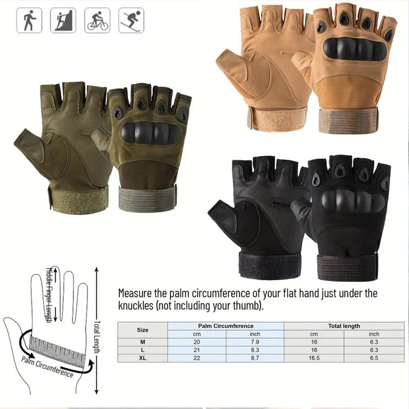 男性用タクティカルフィンガーレスグローブ1組 - アウトドア - Tech Wear Accessories のレビューと価格